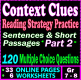 Context Clues. Reading Strategies Worksheets [Part 2] Dist