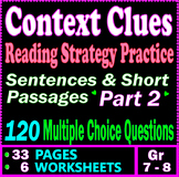 Context Clues. Reading Strategies Worksheets & Practice. G