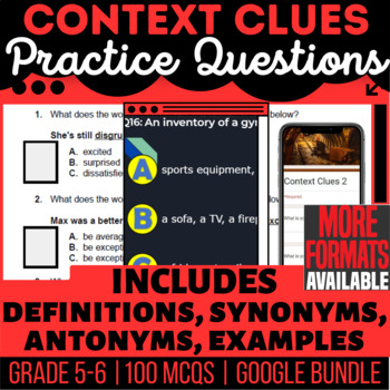 Preview of Context Clues Review Worksheets | Google Docs Slides Forms | Digital Resources
