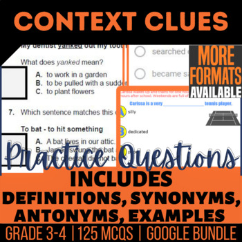 Preview of Context Clues Review Worksheets Forms Slides | Synonyms | Digital Resources