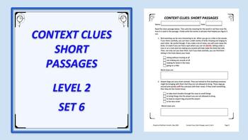 Preview of Context Clues: Short Passages Fillable PDF Level 2 Set 6
