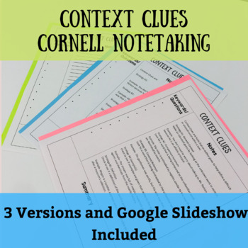Preview of Context Clues Slideshow and Cornell Notes