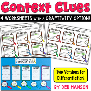 Preview of Context Clues Practice: Four Worksheets or Craftivity