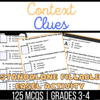 Preview of Context Clues Standalone Easel Activity: Synonyms and Antonyms, Definitions