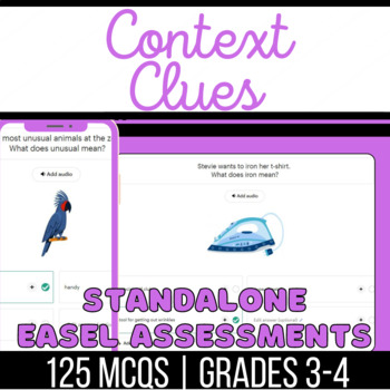 Preview of Context Clues Standalone Easel Assessments: Synonyms and Antonyms, Definitions