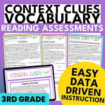 Preview of 3rd Grade Context Clues Reading Assessment RL.3.4 Determine the Meaning of Words