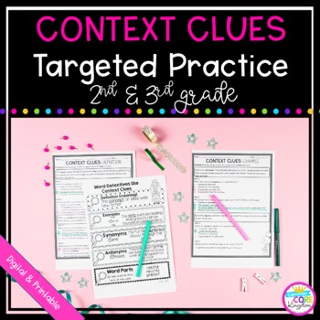 Preview of Context Clues Targeted Reading Practice 2nd 3rd Grade Digital Printable Activity