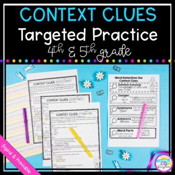 Preview of Context Clues Targeted Practice - 4th and 5th Grade Review Worksheets Reading