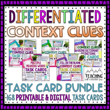 Preview of Context Clues Task Card Bundle | Differentiated