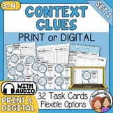 Context Clues Task Cards and Anchor Chart Print and Digital with Audio
