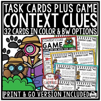 Preview of Context Clues Task Cards 3rd 4th Grade Vocabulary Literacy Center Activities