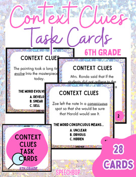 Preview of Context Clues Task Cards {6th Grade}