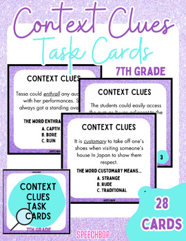 Preview of Context Clues Task Cards {7th Grade}