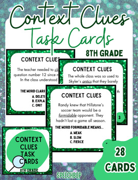 Preview of Context Clues Task Cards {8th Grade}