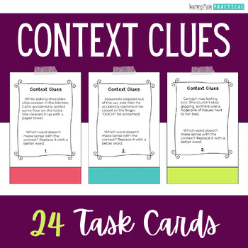 Preview of Context Clues Task Cards - A Context Clue Activity (Use for Scoot)