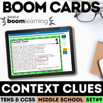 Preview of Context Clues Task Cards Digital Boom Cards