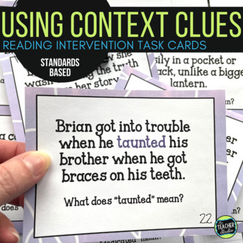 Preview of Context Clues Task Cards - Context Clues Activities - Reading Literacy Centers