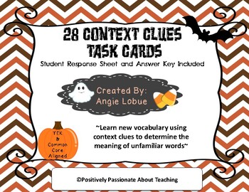 Preview of Context Clues Task Cards - Halloween (Common Core and TEK Aligned)