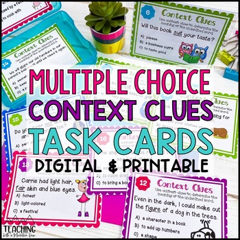 Preview of Context Clues Task Cards | Multiple Choice