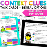 Context Clues Task Cards - Print & Digital Options with Au