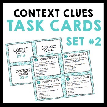 Preview of Context Clues Task Cards for Inferring Vocabulary - Set #2 - Grades 5-8
