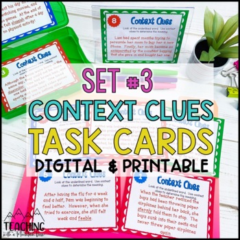 Preview of Context Clues Task Cards Set #3