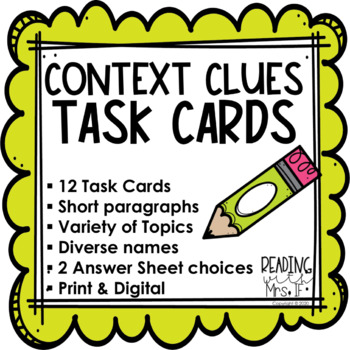 Preview of Context Clues Task Cards (print & digital)