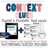 Context Clues Task Cards, digital word building vocabulary