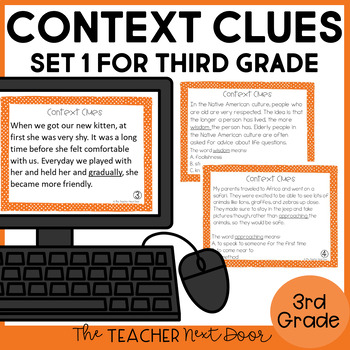 Preview of Context Clues Task Cards for 3rd Grade Set 1 Print and Digital
