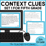 Context Clues Task Cards for 5th Grade Set 1 Print and Digital