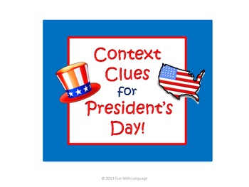 Preview of Context Clues Task Cards for President's Day or July Patriotic America