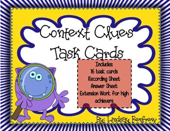 Preview of Context Clues Task Cards **Extension option available**