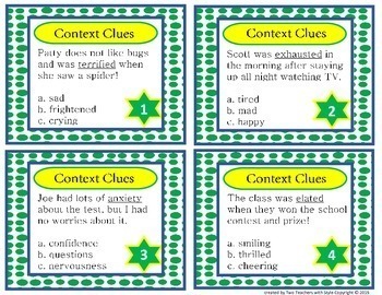 context clues task cards word meaning vocabulary by miss ps style