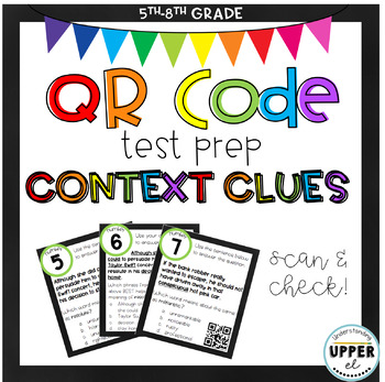 Preview of Context Clues Test Prep - Multiple Choice (with QR Code self-checking!)