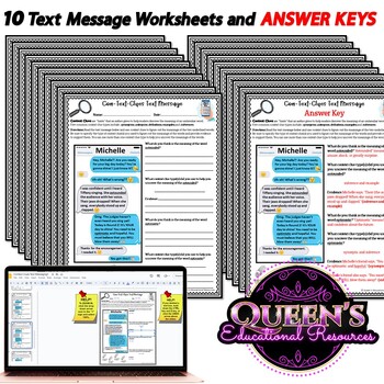 context clues text messaging worksheets and answer keys print and digital