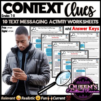 Preview of Context Clues Worksheets, Context Clues Activity Worksheets, Text Messaging