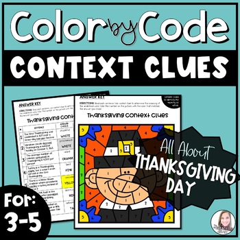 Preview of Context Clues Thanksgiving Color by Number Activity