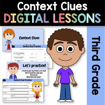 Preview of Context Clues Third Grade Interactive Google Slides | Grammar Skills Review