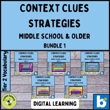 Preview of Context Clues Tier 2 Vocabulary Boom Cards Bundle 1 Middle School and Older
