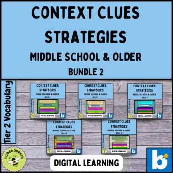 Preview of Context Clues Tier 2 Vocabulary Boom Cards Bundle 2 Middle School and Older