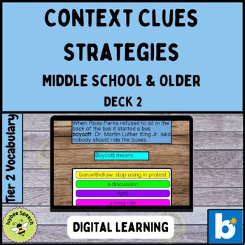 Preview of Context Clues Tier 2 Vocabulary Middle School Digital Learning BOOM Cards Deck 2