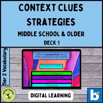 Preview of Context Clues Tier 2 Vocabulary Middle School Digital Learning Boom Cards Deck 1