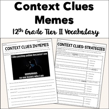Preview of Context Clues Tier II Vocabulary - 12th Grade - Memes