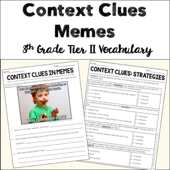 Preview of Context Clues Tier II Vocabulary - 8th Grade - Memes