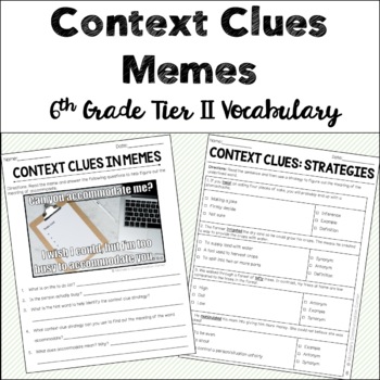 Preview of Context Clues Tier II Vocabulary - 6th Grade - Memes