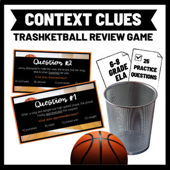 Preview of Context Clues Trashketball Review Game ELA 6-8