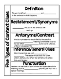 Context Clues Type Interactive Notebook Foldable