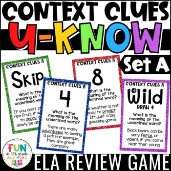 Preview of Context Clues Game for Literacy Centers: U-Know | Vocabulary Game {Set A}