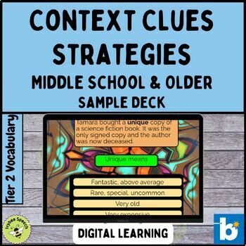 Preview of Context Clues Vocabulary Activities Middle School and Older Boom Cards