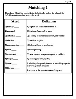 context clues vocabulary matching fill in the blank worksheets tpt